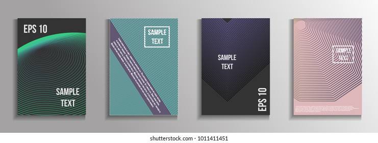 The minimal geometric coverage. A set of modern abstract oblong objects from vector abstract lines. Future template for the design of the background of albums, business brochures, banner, poster.