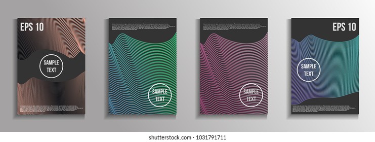 The minimal geometric coverage. A set of modern abstract oblong objects from vector abstract lines. Future template for the design of the background of albums, business brochures, banner, poster.