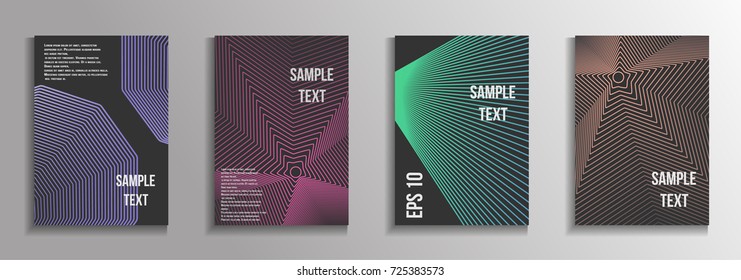 The minimal geometric coverage. A set of modern abstract oblong objects from vector abstract lines. Future template for the design of the background of albums, business brochures, banner, poster.