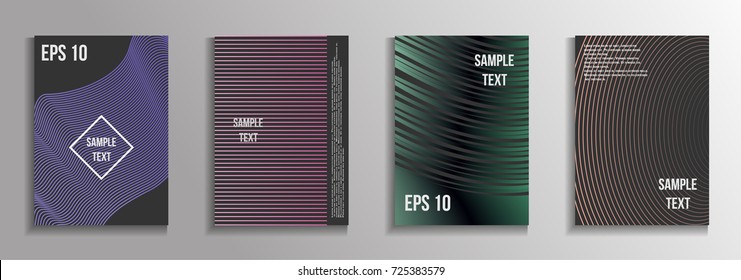 The minimal geometric coverage. A set of modern abstract oblong objects from vector abstract lines. Future template for the design of the background of albums, business brochures, banner, poster.