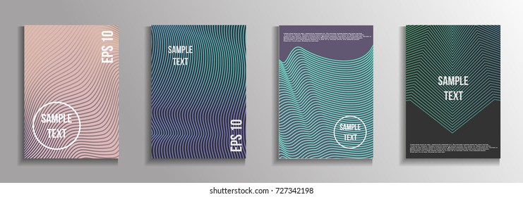The minimal geometric coverage. A set of modern abstract oblong objects from vector abstract lines. Future template for the design of the background of albums, business 