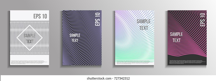 The minimal geometric coverage. A set of modern abstract oblong objects from vector abstract lines. Future template for the design of the background of albums, business brochures, banner, poster.