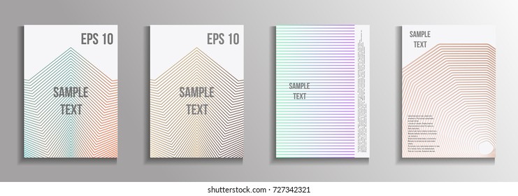The minimal geometric coverage. A set of modern abstract oblong objects from vector abstract lines. Future template for the design of the background of albums, business brochures, banner, poster.