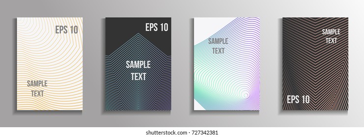 The minimal geometric coverage. A set of modern abstract oblong objects from vector abstract lines. Future template for the design of the background of albums, business brochures, banner, poster.