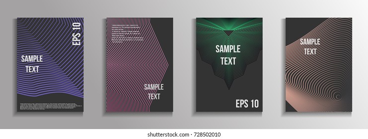 The minimal geometric coverage. A set of modern abstract oblong objects from vector abstract lines. Future template for the design of the background of albums, business brochures, banner, poster.