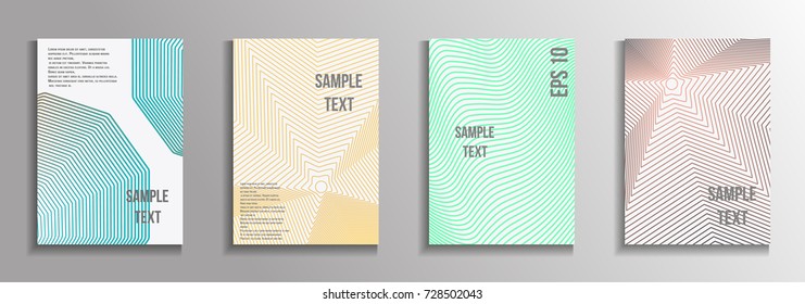 The minimal geometric coverage. A set of modern abstract oblong objects from vector abstract lines. Future template for the design of the background of albums, business brochures, banner, poster.