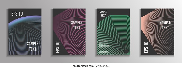 The minimal geometric coverage. A set of modern abstract oblong objects from vector abstract lines. Future template for the design of the background of albums, business brochures, banner, poster.