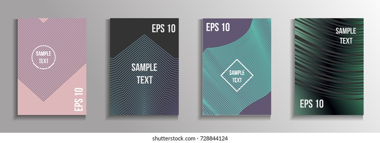 The minimal geometric coverage. A set of modern abstract oblong objects from vector abstract lines. Future template for the design of the background of albums, business brochures, banner, poster.