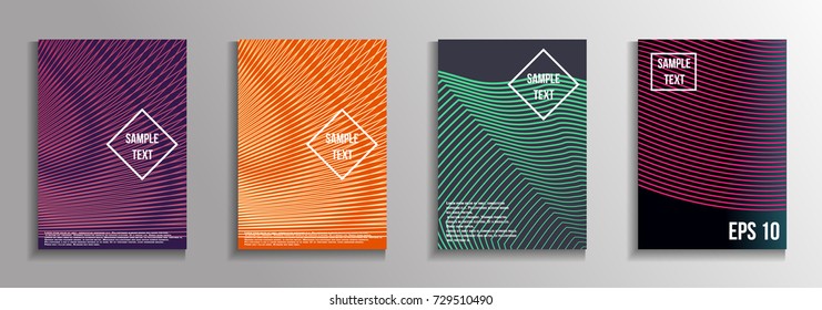 The minimal geometric coverage. A set of modern abstract oblong objects from vector abstract lines. Future template for the design of the background of albums, business brochures, banner, poster.