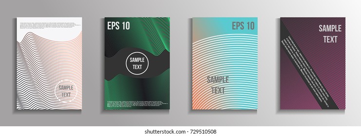 The minimal geometric coverage. A set of modern abstract oblong objects from vector abstract lines. Future template for the design of the background of albums, business brochures, banner, poster.