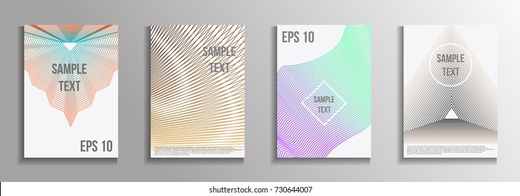 The minimal geometric coverage. A set of modern abstract oblong objects from vector abstract lines. Future template for the design of the background of albums, business brochures, banner, poster.