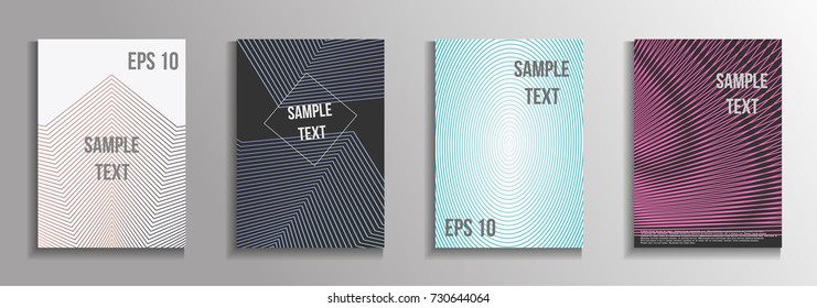 The minimal geometric coverage. A set of modern abstract oblong objects from vector abstract lines. Future template for the design of the background of albums, business brochures, banner, poster.