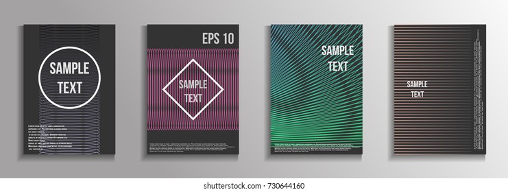 The minimal geometric coverage. A set of modern abstract oblong objects from vector abstract lines. Future template for the design of the background of albums, business brochures, banner, poster.