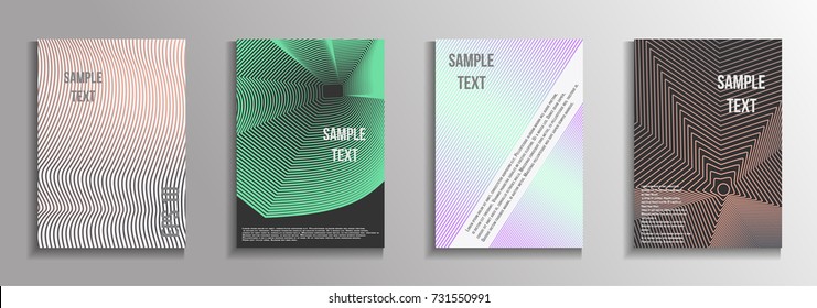 The minimal geometric coverage. A set of modern abstract oblong objects from vector abstract lines. Future template for the design of the background of albums, business brochures, banner, poster.