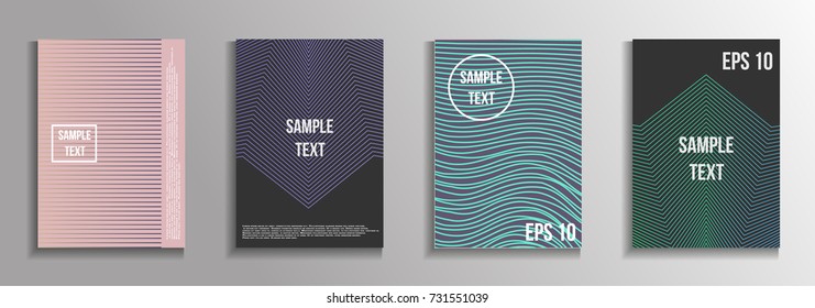 The minimal geometric coverage. A set of modern abstract oblong objects from vector abstract lines. Future template for the design of the background of albums, business brochures, banner, poster.