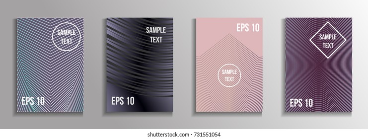 The minimal geometric coverage. A set of modern abstract oblong objects from vector abstract lines. Future template for the design of the background of albums, business brochures, banner, poster.