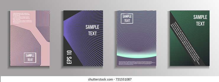 The minimal geometric coverage. A set of modern abstract oblong objects from vector abstract lines. Future template for the design of the background of albums, business brochures, banner, poster.