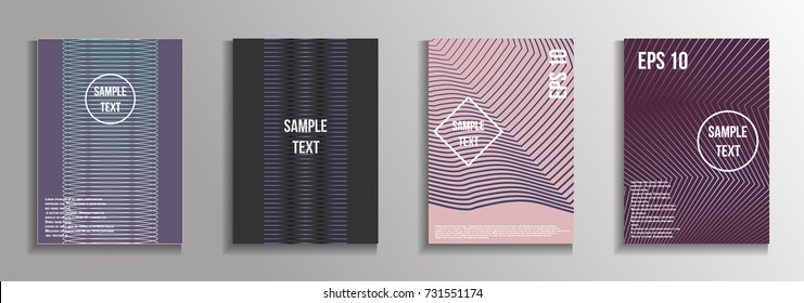 The minimal geometric coverage. A set of modern abstract oblong objects from vector abstract lines. Future template for the design of the background of albums, business brochures, banner, poster.