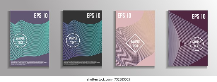 The minimal geometric coverage. A set of modern abstract oblong objects from vector abstract lines. Future template for the design of the background of albums, business brochures, banner, poster.