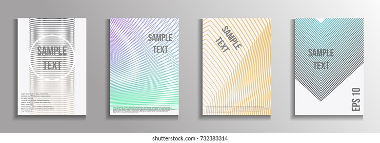 The minimal geometric coverage. A set of modern abstract oblong objects from vector abstract lines. Future template for the design of the background of albums, business brochures, banner, poster.