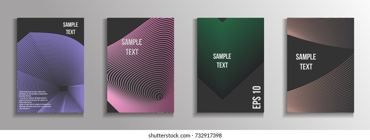 The minimal geometric coverage. A set of modern abstract oblong objects from vector abstract lines. Future template for the design of the background of albums, business brochures, banner, poster.