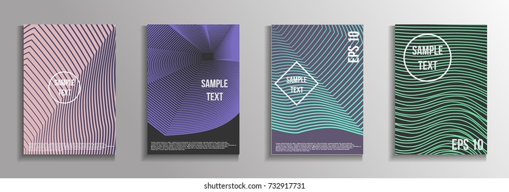 The minimal geometric coverage. A set of modern abstract oblong objects from vector abstract lines. Future template for the design of the background of albums, business brochures, banner, poster.