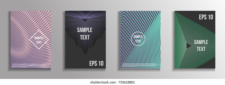 The minimal geometric coverage. A set of modern abstract oblong objects from vector abstract lines. Future template for the design of the background of albums, business brochures, banner, poster.