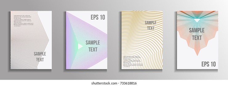 The minimal geometric coverage. A set of modern abstract oblong objects from vector abstract lines. Future template for the design of the background of albums, business brochures, banner, poster.