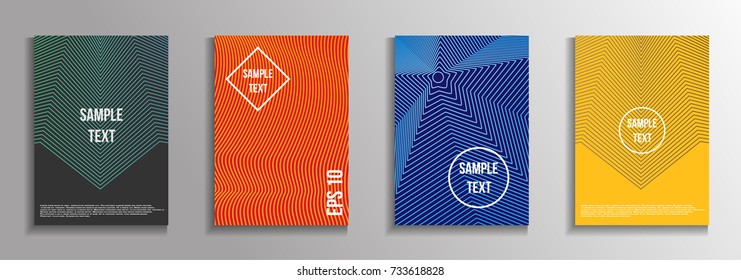 The minimal geometric coverage. A set of modern abstract oblong objects from vector abstract lines. Future template for the design of the background of albums, business brochures, banner, poster.