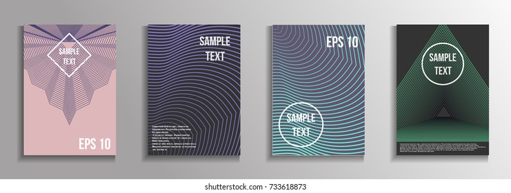 The minimal geometric coverage. A set of modern abstract oblong objects from vector abstract lines. Future template for the design of the background of albums, business brochures, banner, poster.