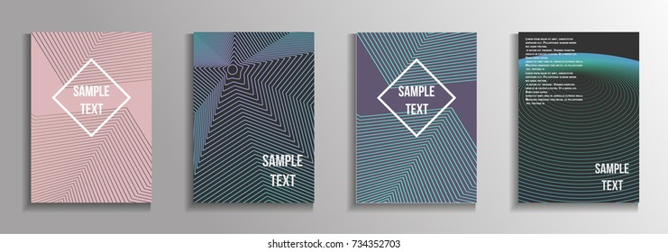 The minimal geometric coverage. A set of modern abstract oblong objects from vector abstract lines. Future template for the design of the background of albums, business brochures, banner, poster.