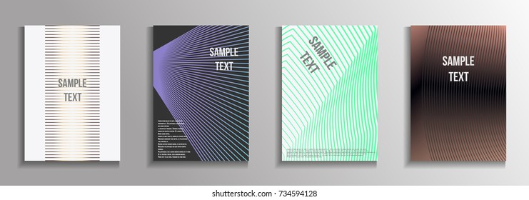 The minimal geometric coverage. A set of modern abstract oblong objects from vector abstract lines. Future template for the design of the background of albums, business brochures, banner, poster.