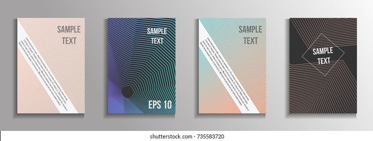 The minimal geometric coverage. A set of modern abstract oblong objects from vector abstract lines. Future template for the design of the background of albums, business brochures, banner, poster.