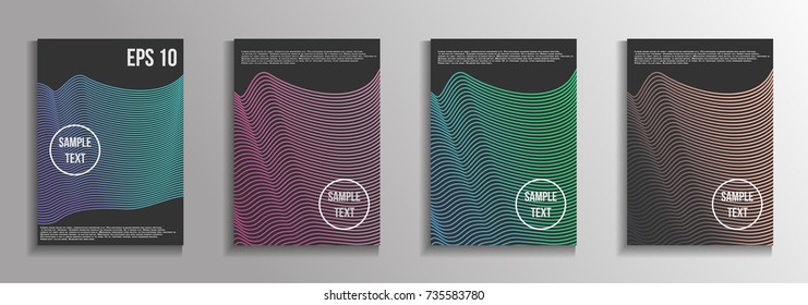 The minimal geometric coverage. A set of modern abstract oblong objects from vector abstract lines. Future template for the design of the background of albums, business brochures, banner, poster.
