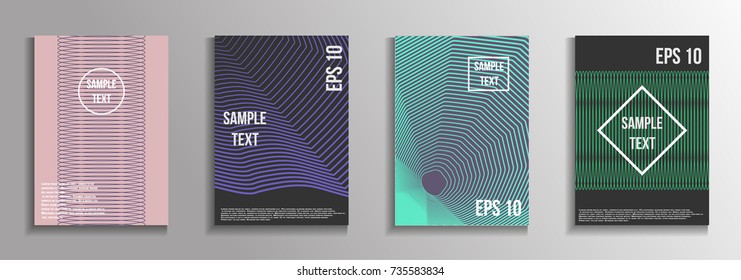 The minimal geometric coverage. A set of modern abstract oblong objects from vector abstract lines. Future template for the design of the background of albums, business brochures, banner, poster.