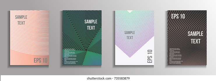 The minimal geometric coverage. A set of modern abstract oblong objects from vector abstract lines. Future template for the design of the background of albums, business brochures, banner, poster.