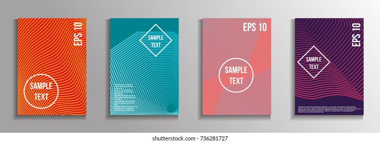 The minimal geometric coverage. A set of modern abstract oblong objects from vector abstract lines. Future template for the design of the background of albums, business brochures, banner, poster.
