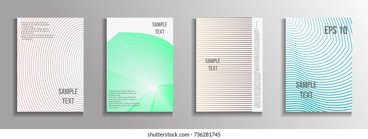 The minimal geometric coverage. A set of modern abstract oblong objects from vector abstract lines. Future template for the design of the background of albums, business brochures, banner, poster.