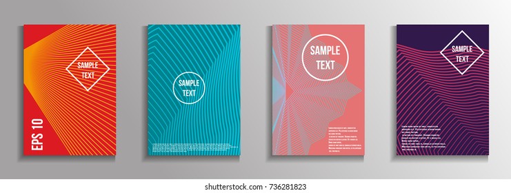 The minimal geometric coverage. A set of modern abstract oblong objects from vector abstract lines. Future template for the design of the background of albums, business brochures, banner, poster.