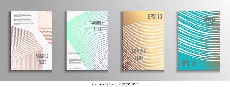 The minimal geometric coverage. A set of modern abstract oblong objects from vector abstract lines. Future template for the design of the background of albums, business brochures, banner, poster.