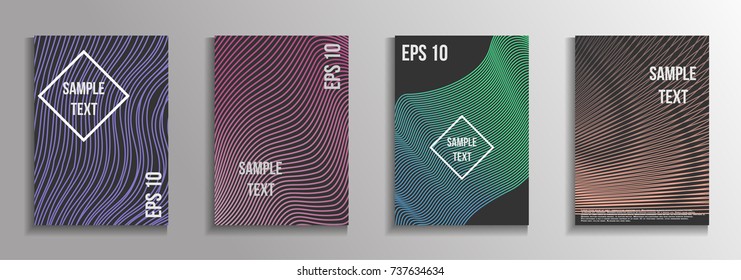 The minimal geometric coverage. A set of modern abstract oblong objects from vector abstract lines. Future template for the design of the background of albums, business brochures, banner, poster.