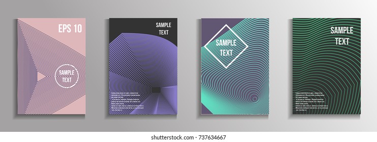 The minimal geometric coverage. A set of modern abstract oblong objects from vector abstract lines. Future template for the design of the background of albums, business brochures, banner, poster.