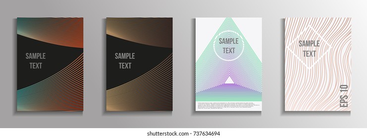 The minimal geometric coverage. A set of modern abstract oblong objects from vector abstract lines. Future template for the design of the background of albums, business brochures, banner, poster.