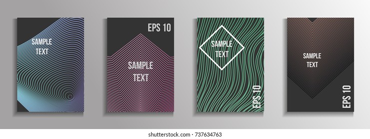 The minimal geometric coverage. A set of modern abstract oblong objects from vector abstract lines. Future template for the design of the background of albums, business brochures, banner, poster.