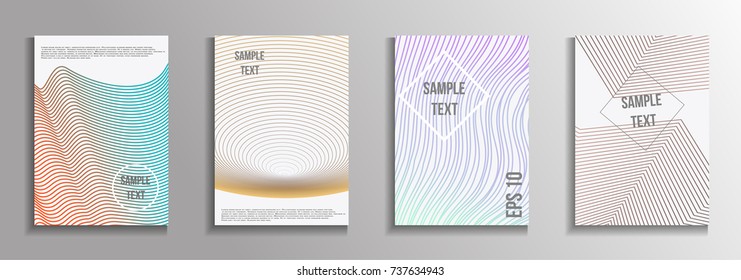 The minimal geometric coverage. A set of modern abstract oblong objects from vector abstract lines. Future template for the design of the background of albums, business brochures, banner, poster.