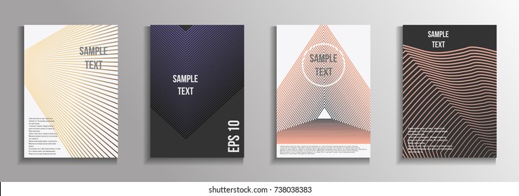 The minimal geometric coverage. A set of modern abstract oblong objects from vector abstract lines. Future template for the design of the background of albums, business brochures, banner, poster.