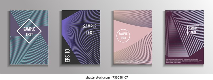 The minimal geometric coverage. A set of modern abstract oblong objects from vector abstract lines. Future template for the design of the background of albums, business brochures, banner, poster.