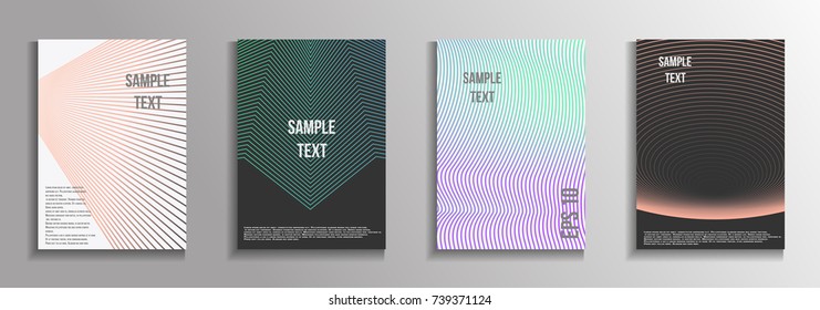 The minimal geometric coverage. A set of modern abstract oblong objects from vector abstract lines. Future template for the design of the background of albums, business brochures, banner, poster.