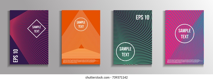 The minimal geometric coverage. A set of modern abstract oblong objects from vector abstract lines. Future template for the design of the background of albums, business brochures, banner, poster.