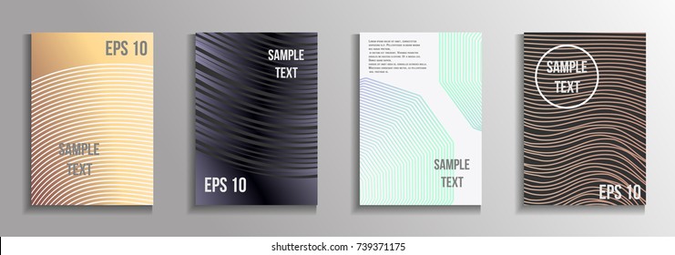 The minimal geometric coverage. A set of modern abstract oblong objects from vector abstract lines. Future template for the design of the background of albums, business brochures, banner, poster.